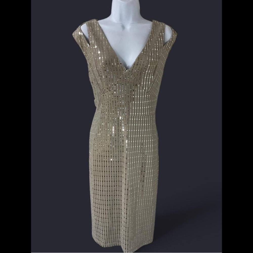 Roz & Ali Sparkling Gold Cocktail Dress